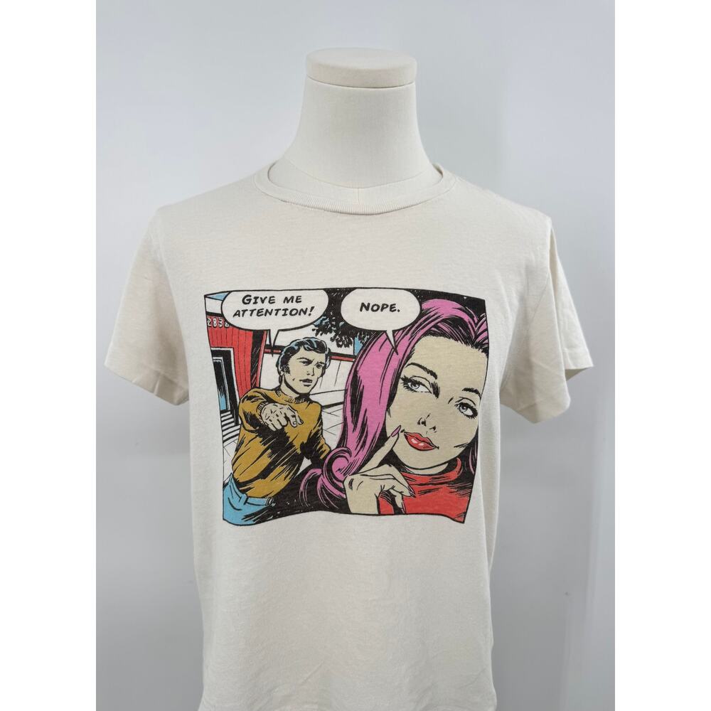 RE/DONE Hanes Feminist Graphic Comic Tshirt Tee White Top Vintage Ivory XS